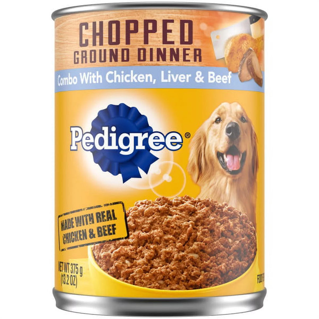 Chicken Beef & Liver Chopped Ground Dinner Wet Dog Food, 13.2 oz Cans, 12 Pack O667941