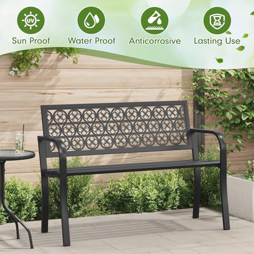 50" Heavy-Duty Metal Weatherproof Outdoor Bench C67655