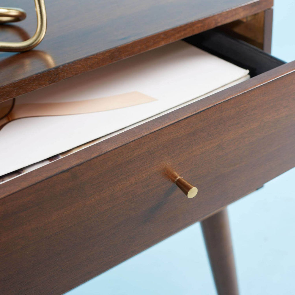 Walnut/Gold Cap Nightstand D902818