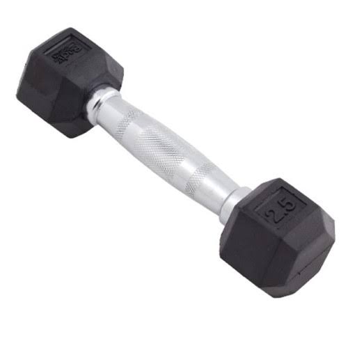 Rubber Encased Hex Dumbbell, 30 lbs, Black G949
