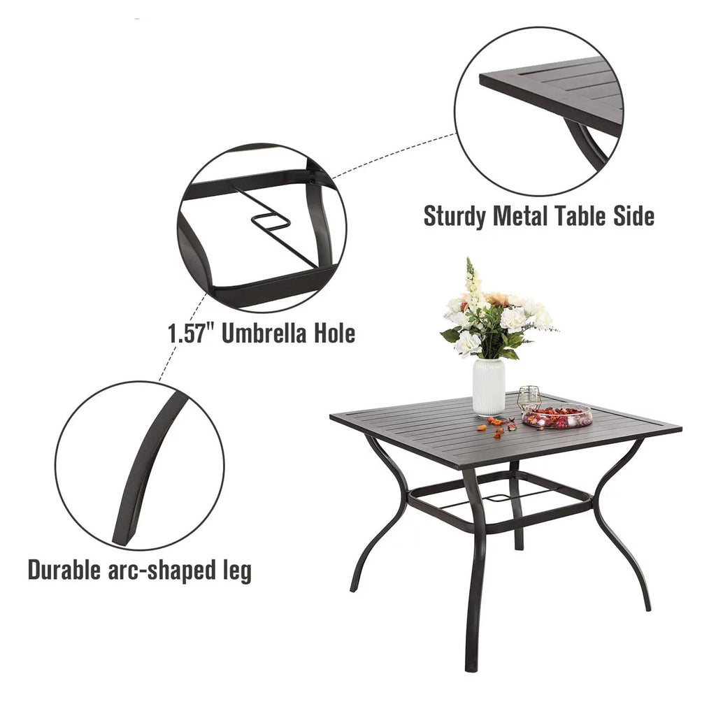 Outdoor Square Dining Table with Steel Frame F35050