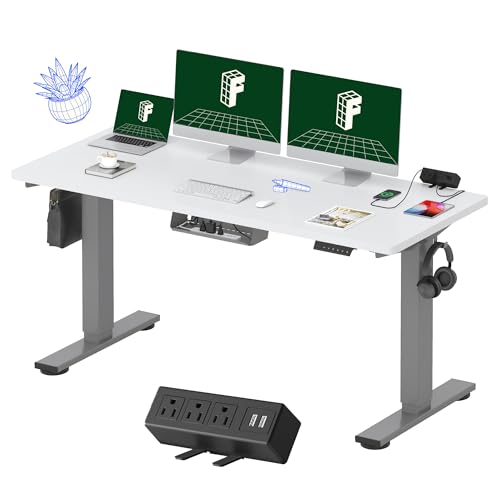 Black Electric Standing Desk with Clamp Power Strip P5840