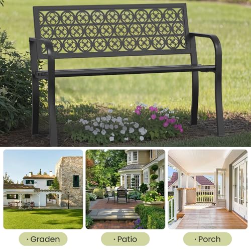 50" Heavy-Duty Metal Weatherproof Outdoor Bench C67655