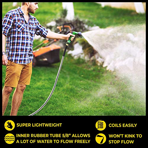 100 Ft Stainless Steel Garden Hose with Nozzle Y393001