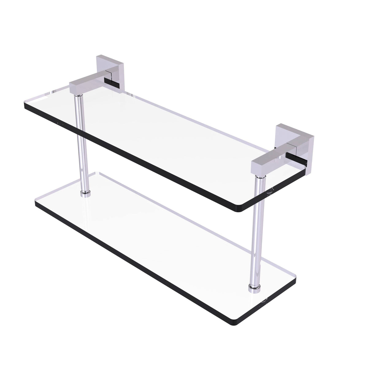 Polished Chrome Two Tiered Glass Shelf U82756