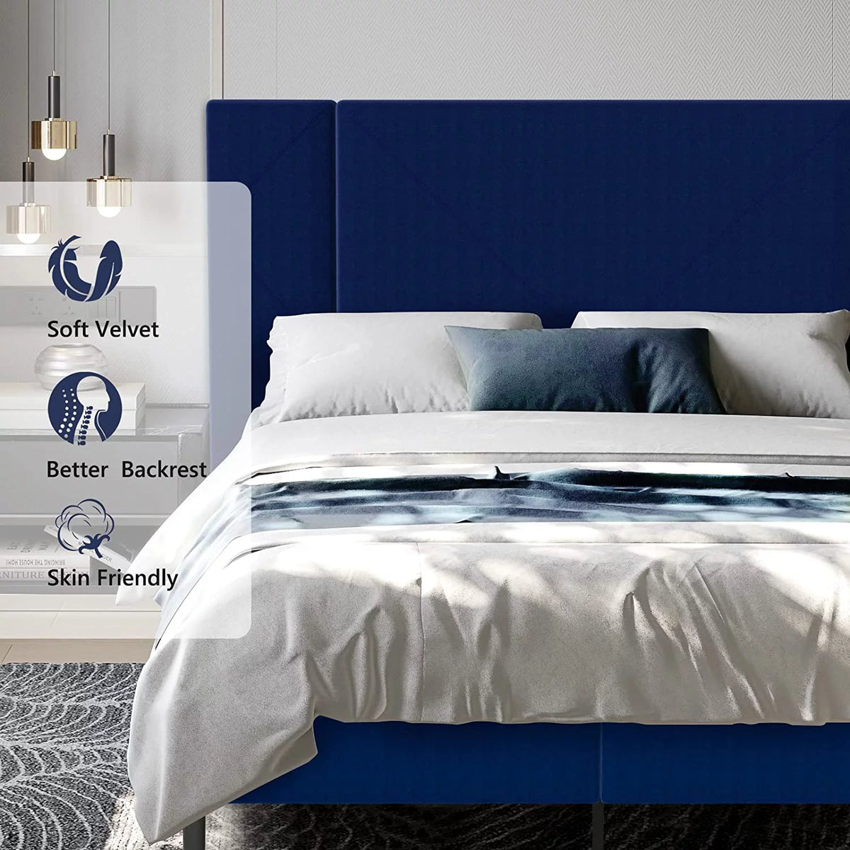 Queen Velvet Upholstered Bed Frame J78521