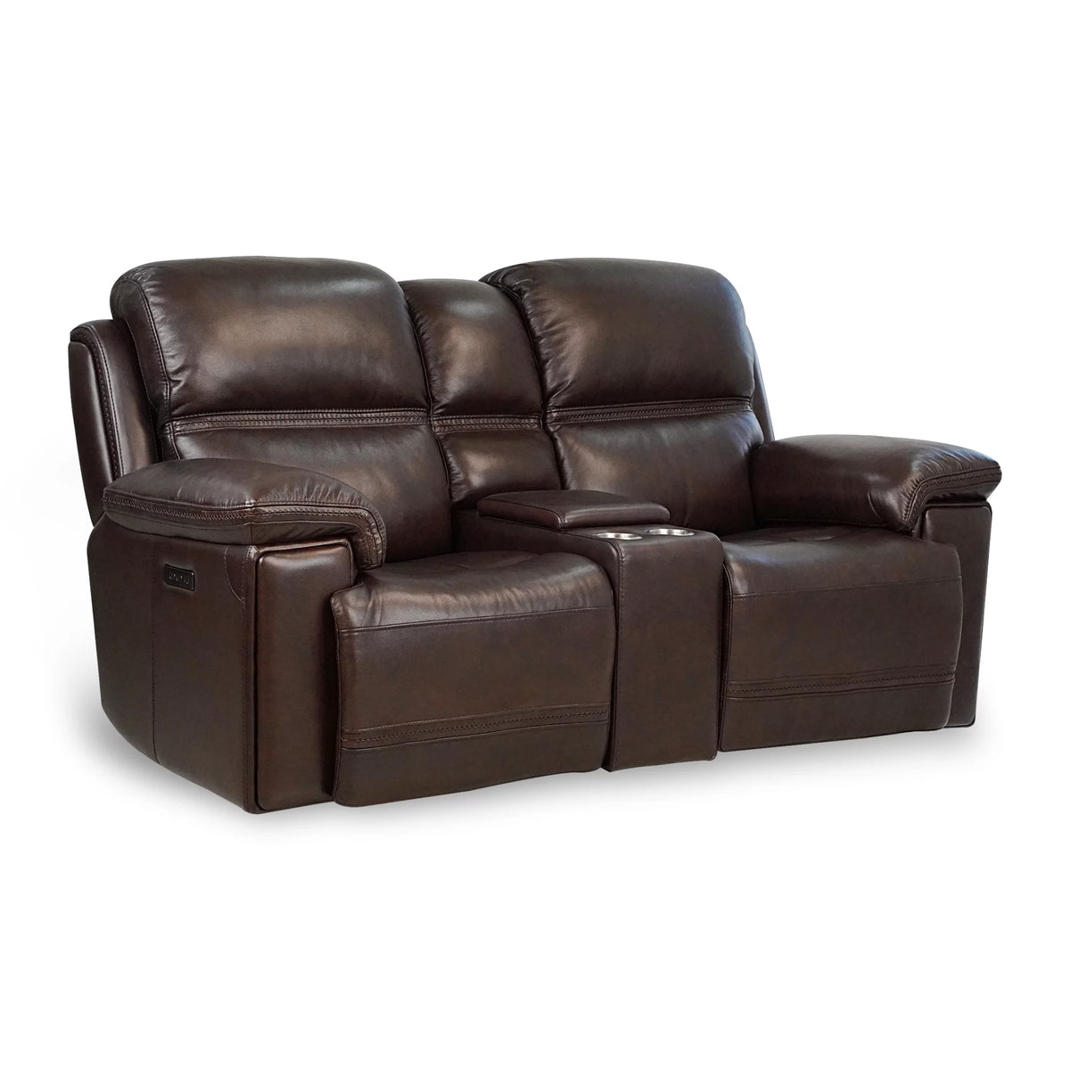 Top Grain Leather Power Reclining Loveseat with Console V503