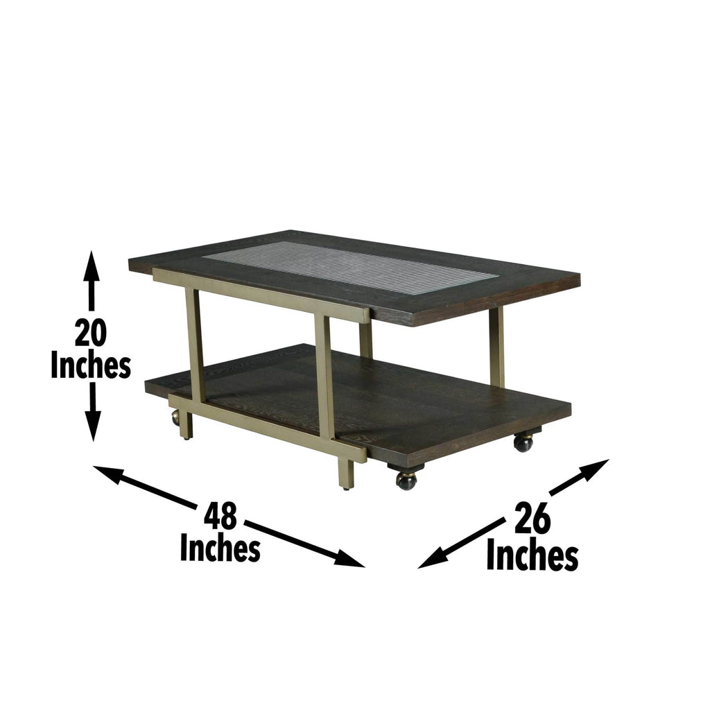 Rustic Industrial Cocktail Table with Bottom Shelf N3585