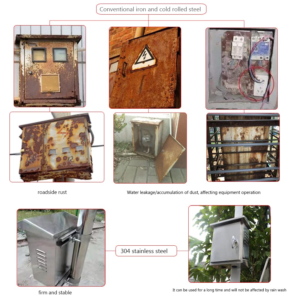 304 Stainless Steel Electrical Box 20'' x 16'' x 8'' IP65 Weatherproof Enclosure with Mounting Plate M405