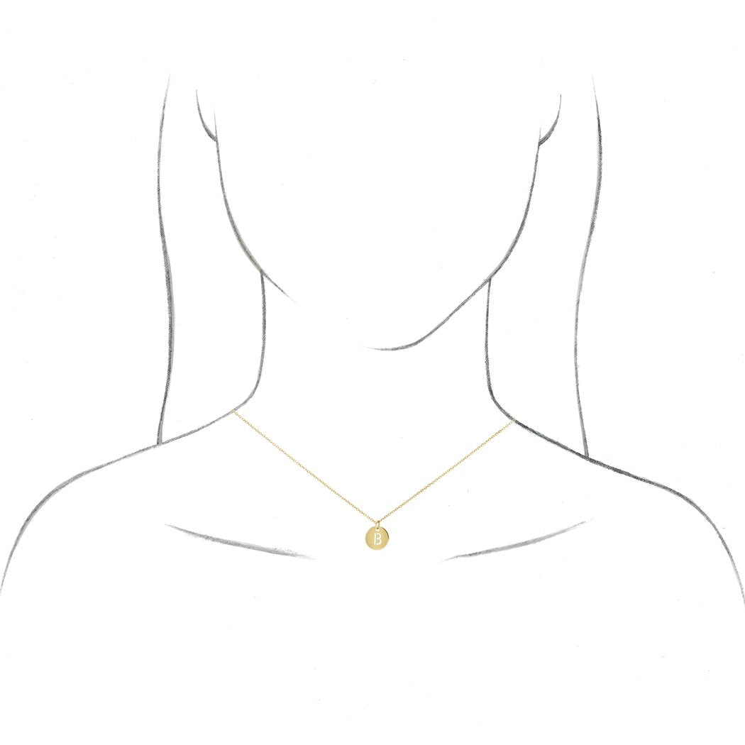 Polished 10mm Initial Disc Pendant Necklace S80688