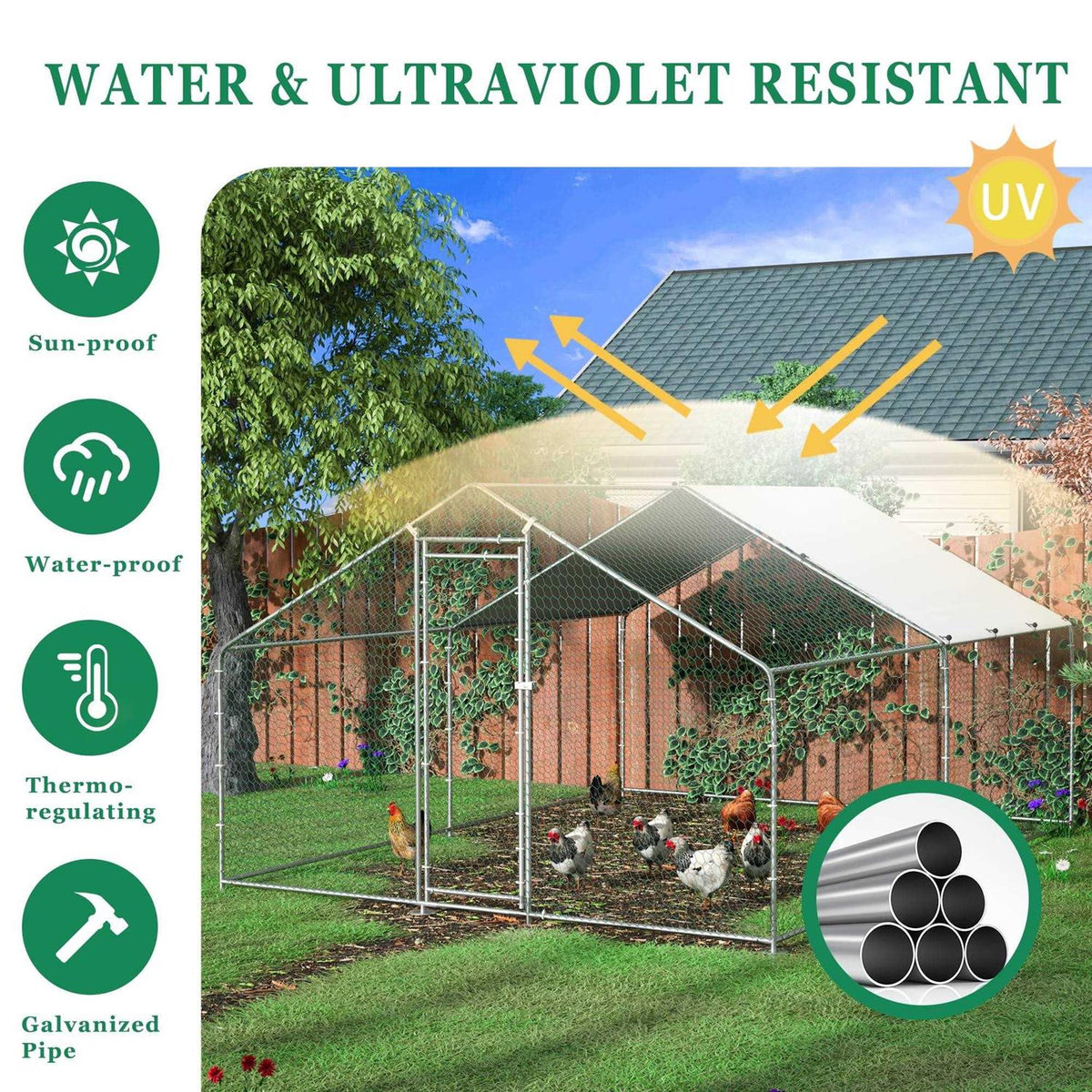 Extra Large Metal Chicken Coop with Waterproof and Anti-Ultraviolet A853590