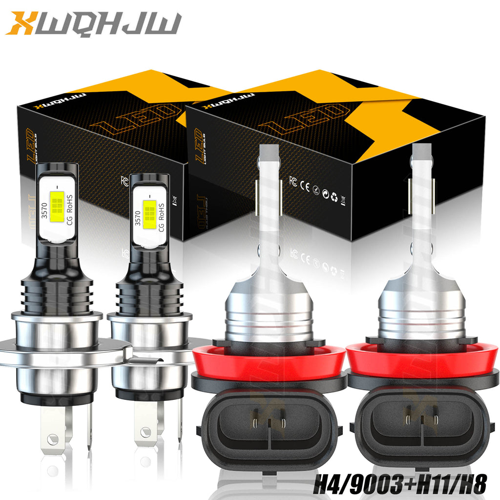4x Combo LED Bulbs Kit Headlight Foglight White H4/9003+H11/H8 U991