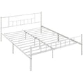 Queen Metal Platform Bed with Spindle Headboard and Footboard, White K835