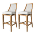 Weathered Oak Finish Sand Color Fabric Upholstered Counter Height Barstool, Set of 2 J3681