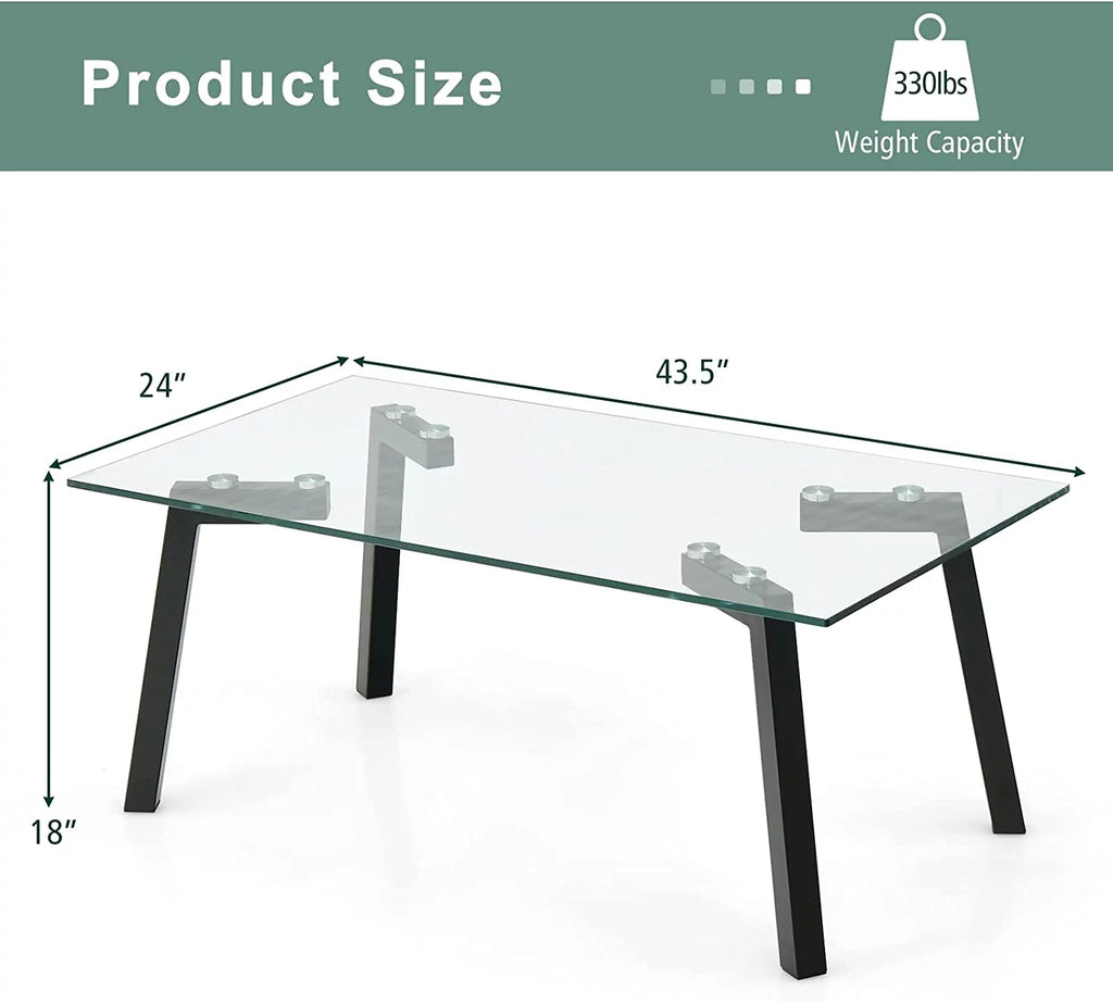Tempered Glass Coffee Table with Metal Frame T9812