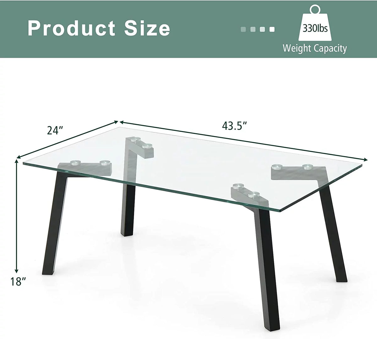 Tempered Glass Coffee Table with Metal Frame T9812