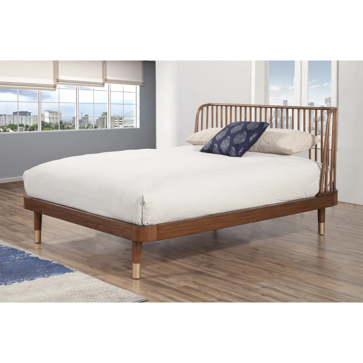 King Wood Platform Bed Dark Walnut T36427