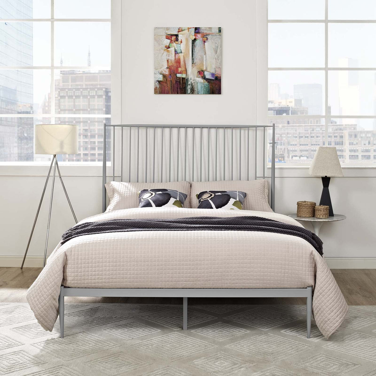 Queen Platform Bed in Gray G709