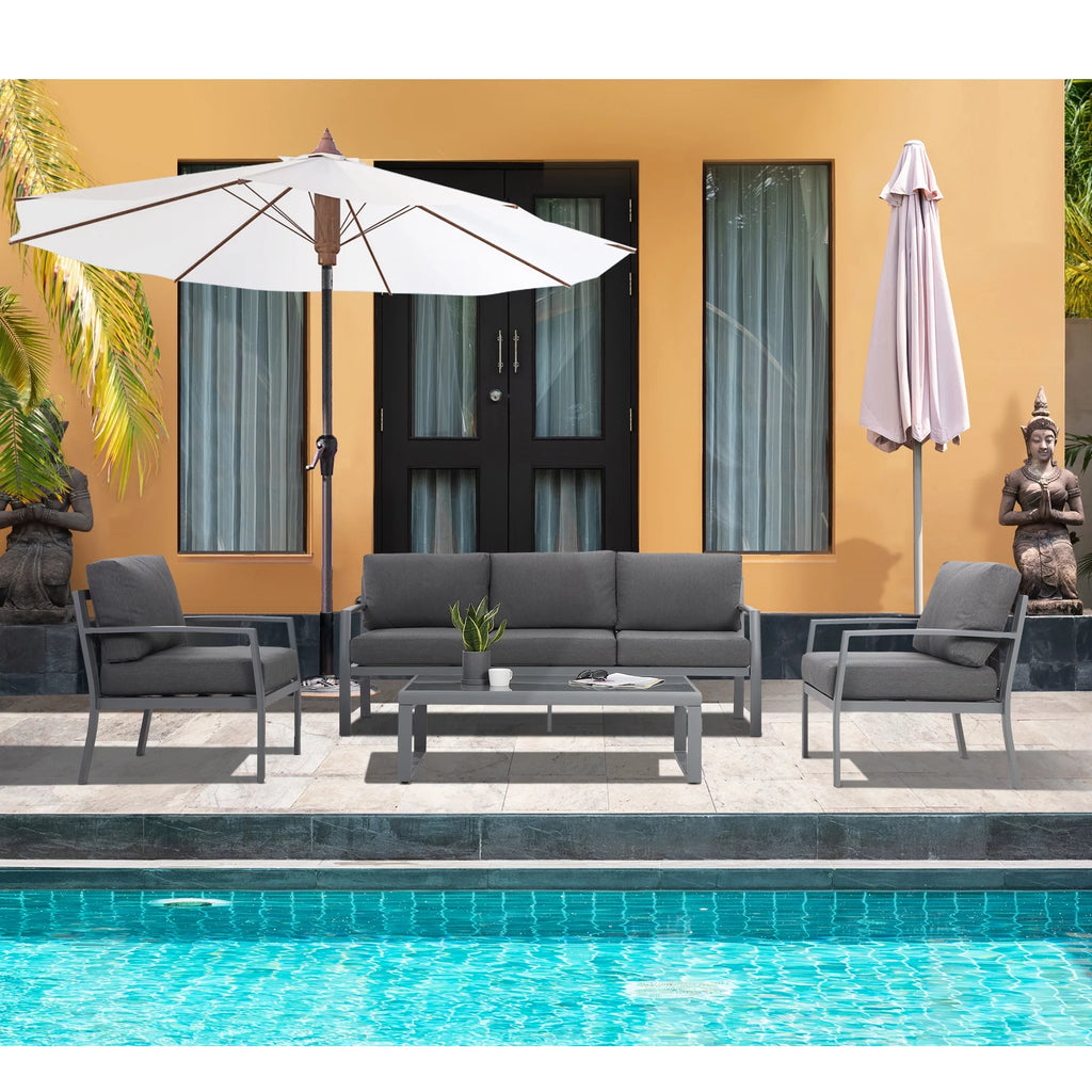 4 Piece Metal Patio Furniture Set with Cushions S2908