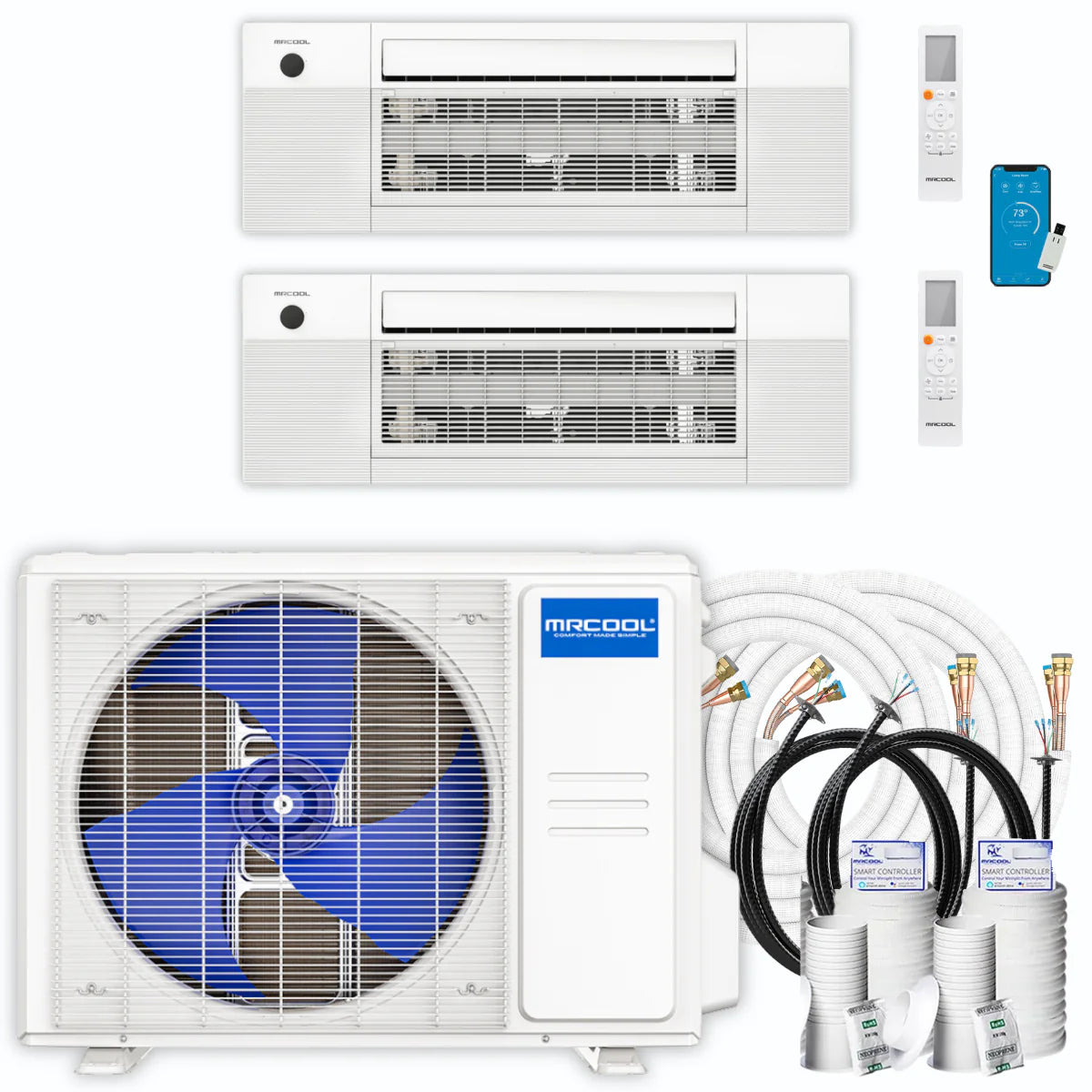 18,000 BTU 2 Zone Ceiling Cassette Ductless Air Conditioner and Heat Pump F5932