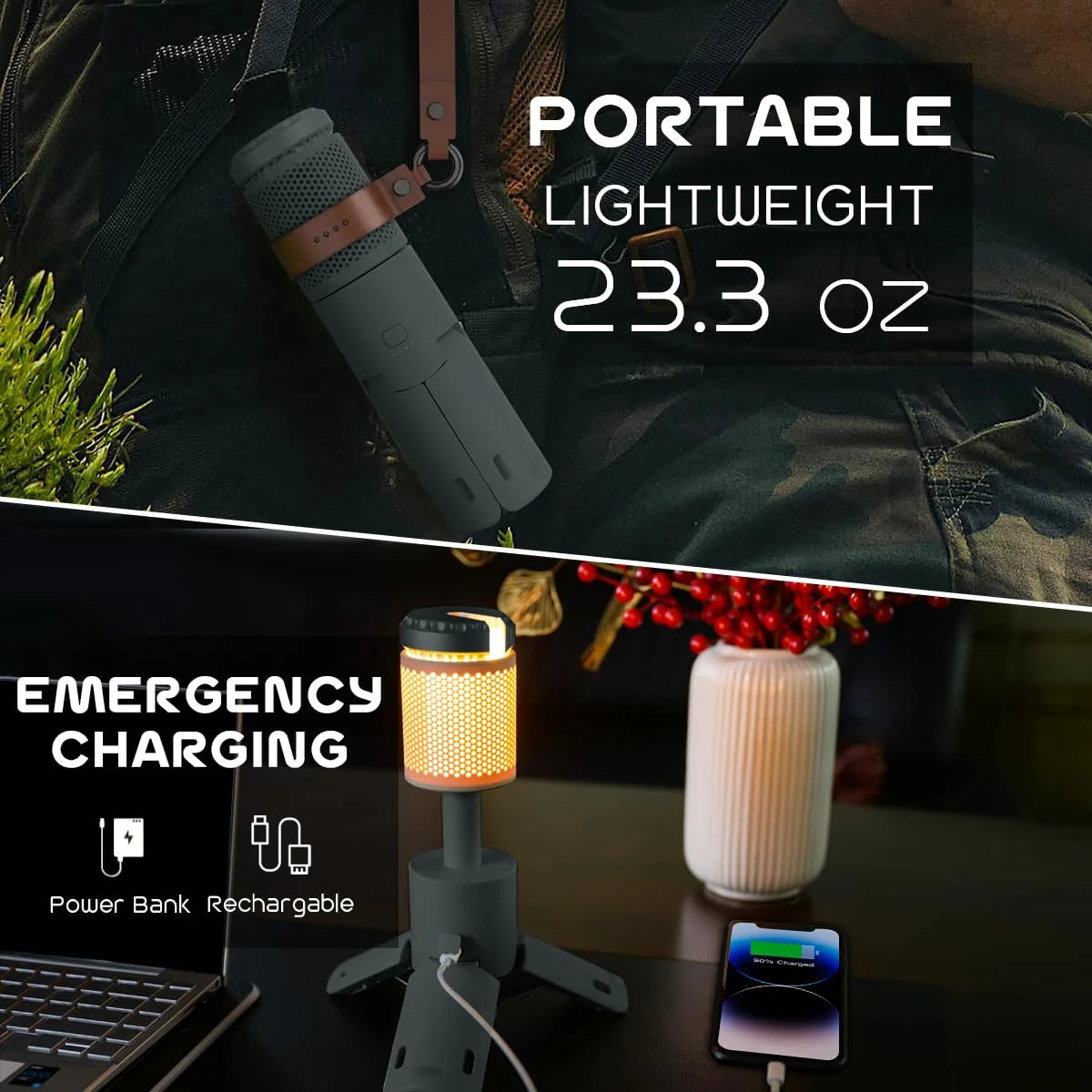 Rechargeable Camping Lantern with 32 LED, 10000mAh Battery, IPX7 Waterproof O5426