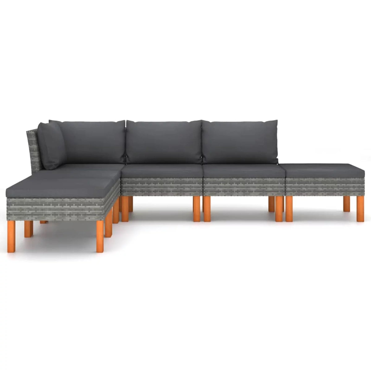 6 Piece Patio Set with Cushions Poly Rattan Gray T774150