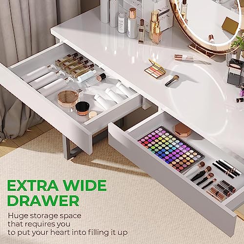 White Vanity Desk with 2 Drawers F584