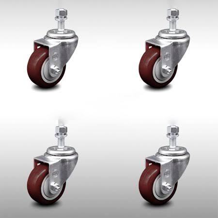 3 inch Maroon Polyurethane Swivel Caster Set Z654511