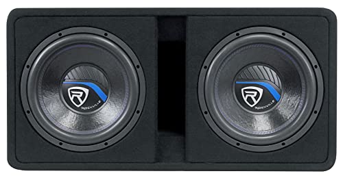 Dual 10" 2400w Car Subwoofers with Vented Sub Enclosure Box, 2 Ohm, Black X86071