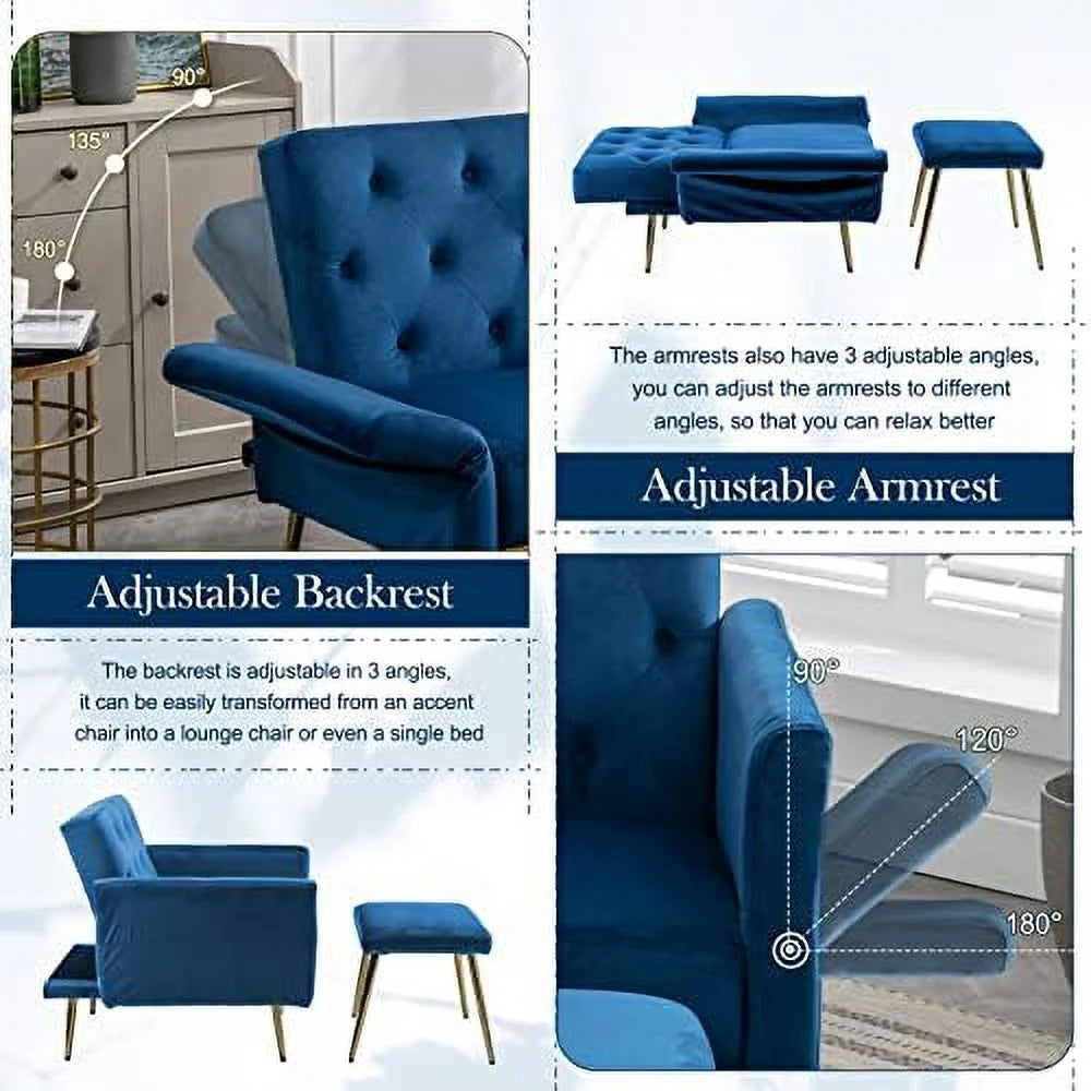 Velvet Accent Chair with Ottoman B200865