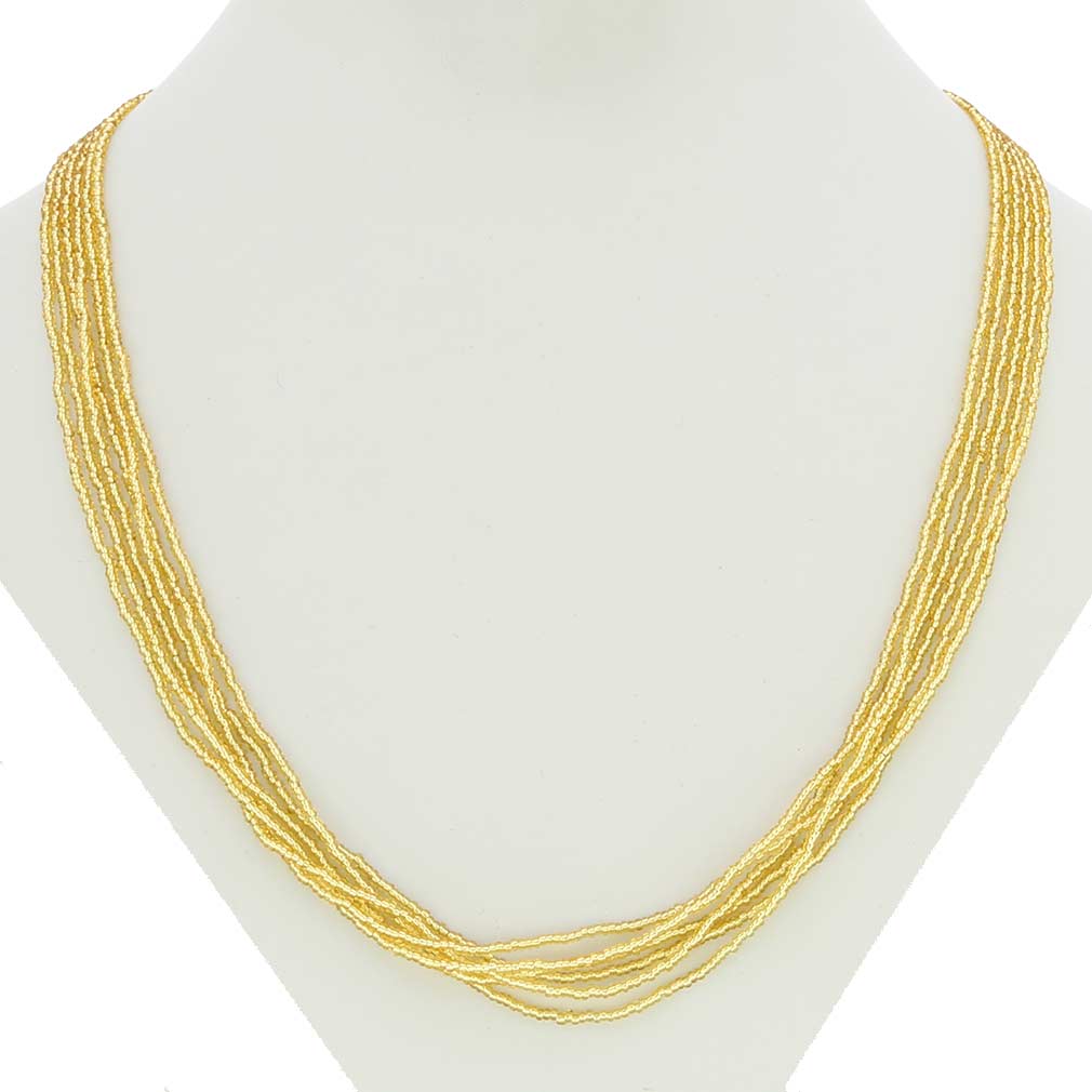 Gold Seed Bead Necklace J645
