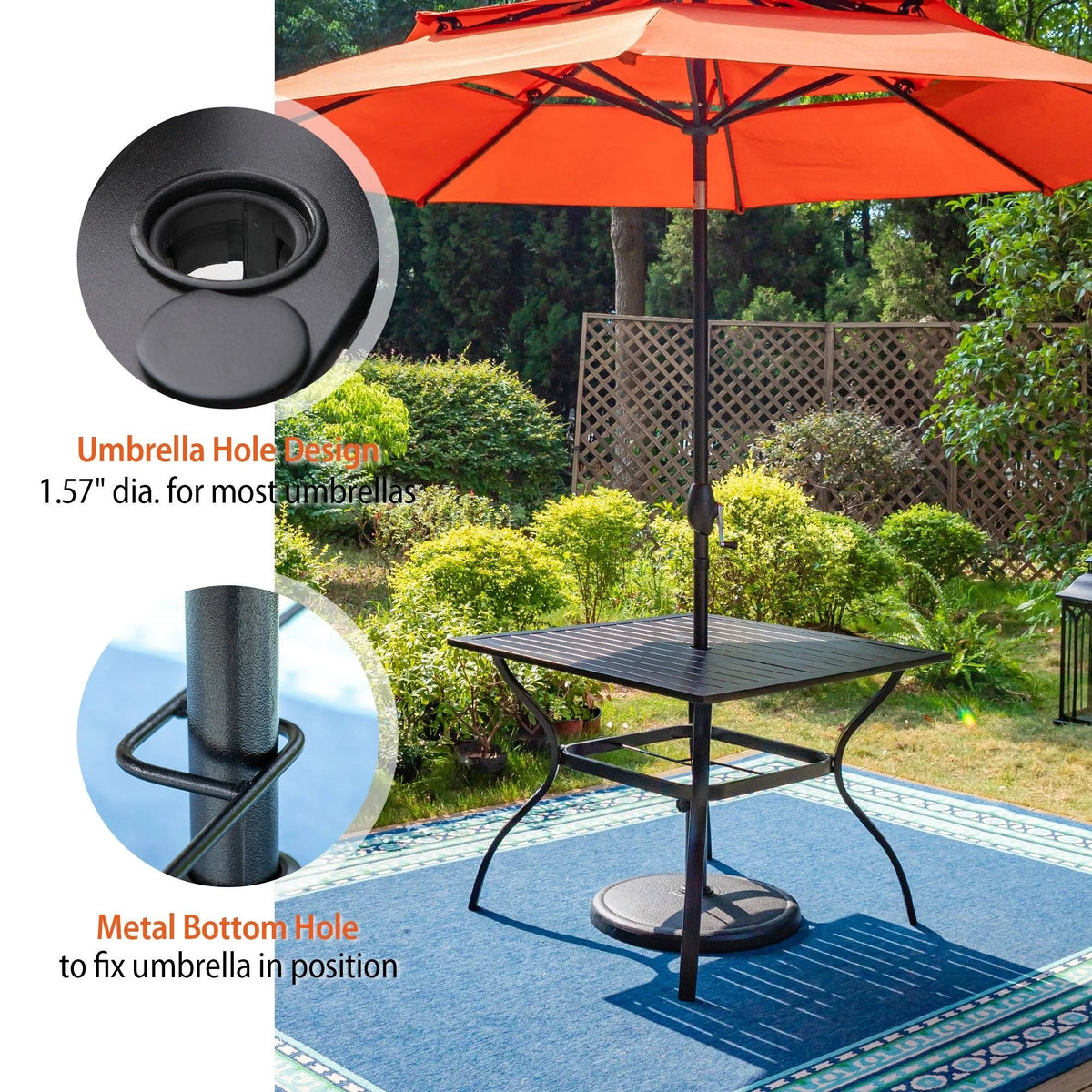 Outdoor Square Dining Table with Steel Frame F35050