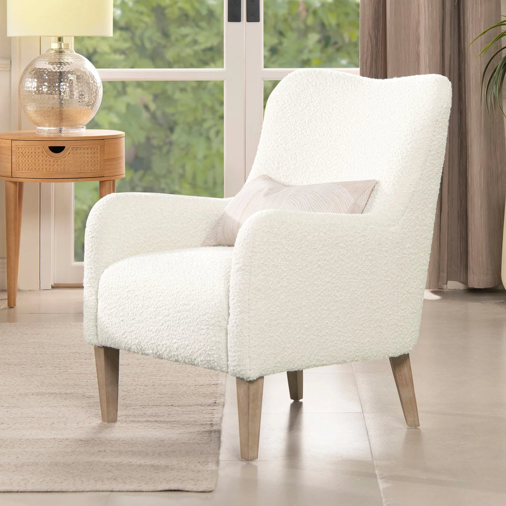 Ivory White Boucle Accent Chair Z4271