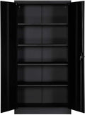 Black 70.8 H Metal Storage Cabinet with 4 Adjustable Shelf and 2 Locking Doors U7395