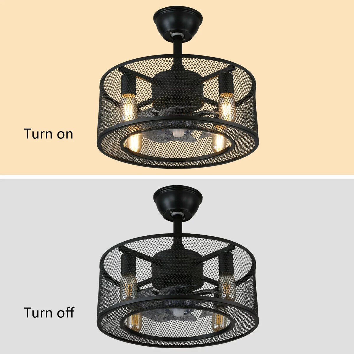 Caged Ceiling Fan Light with Remote R253895