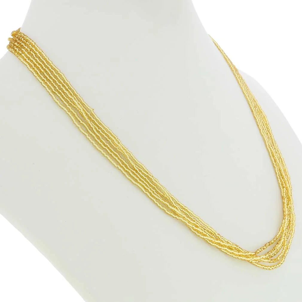 Gold Seed Bead Necklace J645