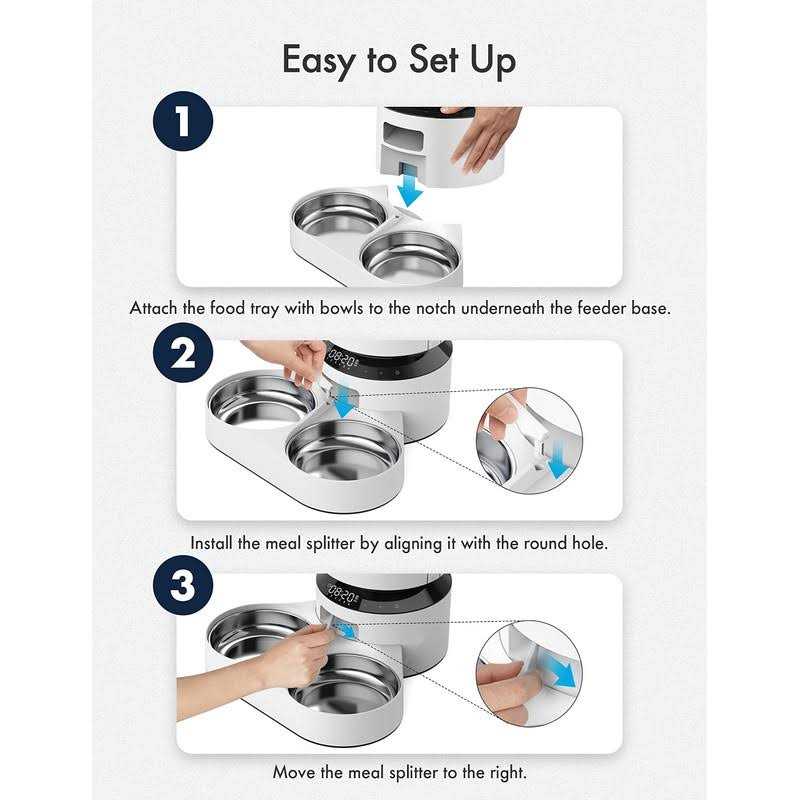 Automatic Pet Food Splitter with Stainless Steel Bowls R176
