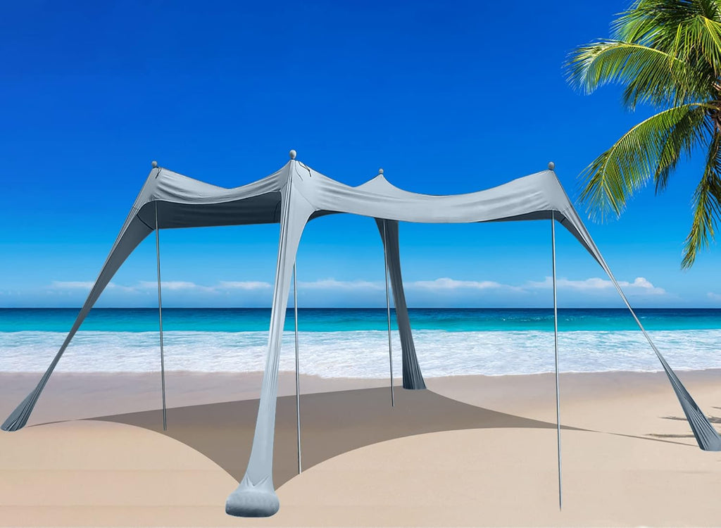 Family Beach Tent Sunshade Canopy Pop Up Sun Shelter 4 Pole with Carry Bag Q488939