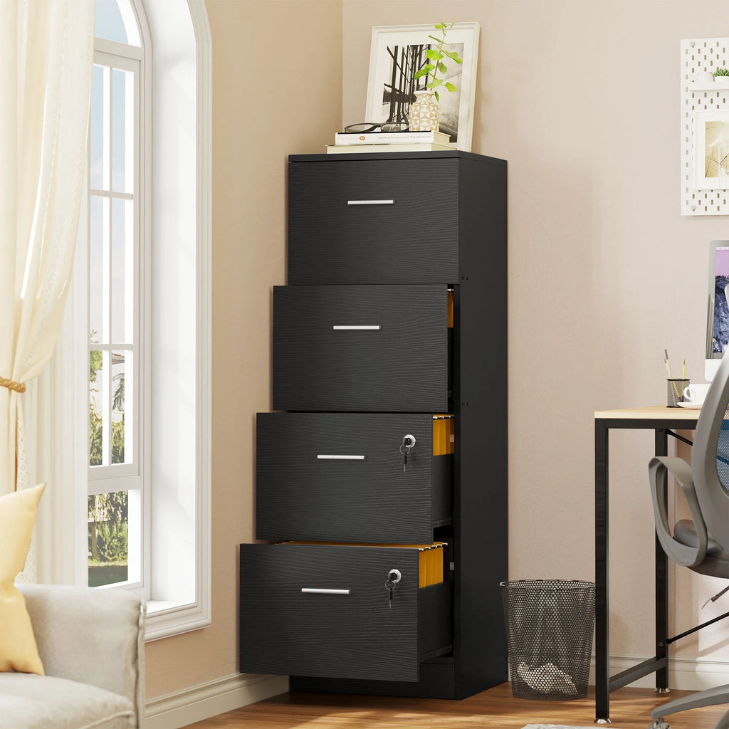 Black 4 Drawers Lockable File Cabinet R338713