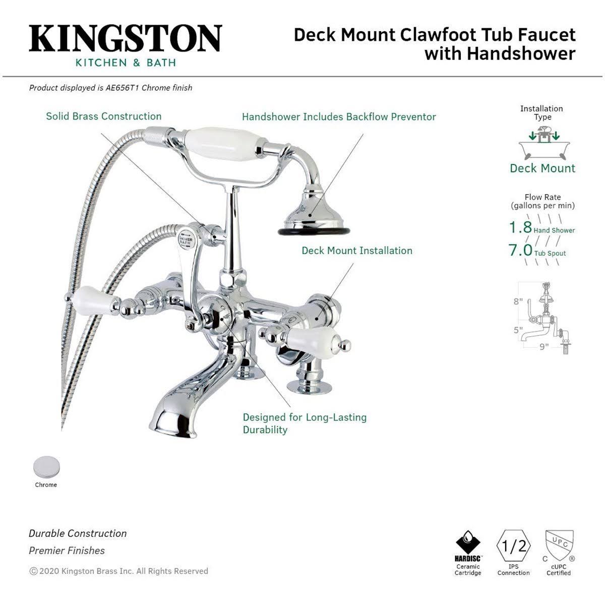 Chrome Clawfoot Tub Faucet with Hand Shower P429299