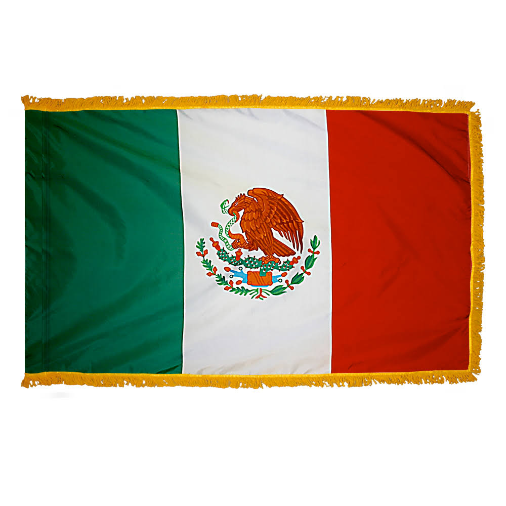 3ft. x 5ft. Mexico Flag with Side Pole Sleeve and Fringe V46062