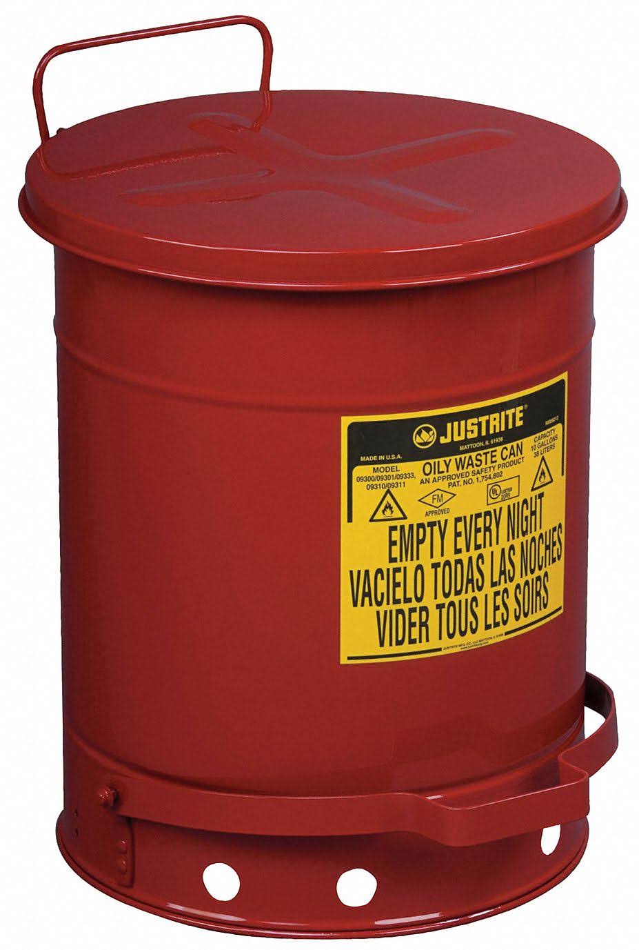 10 Gallon Red Oily Waste Can U603