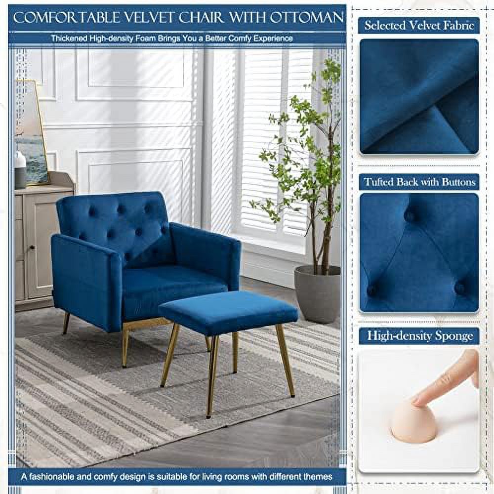 Velvet Accent Chair with Ottoman B200865