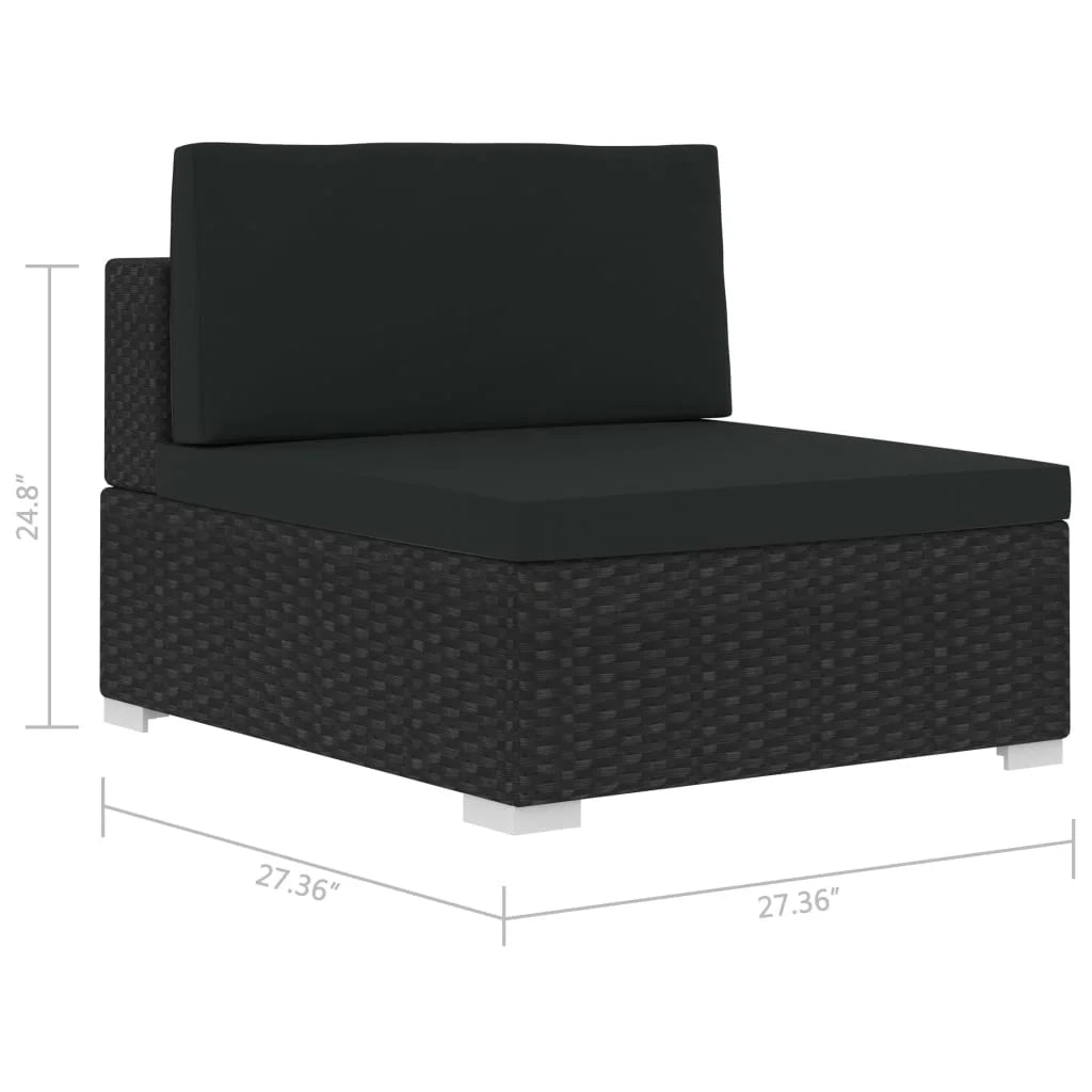 Black Poly Rattan Patio Sofa Set with Cushions C67501