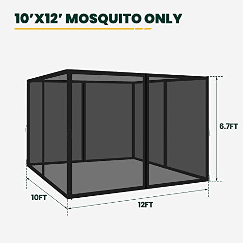 Black 10' x 10' 4-Panel Mosquito Netting with Zippers O61994