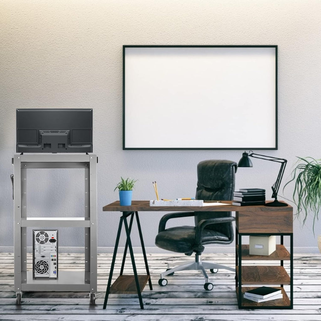 Steel Height Adjustable Media Cart with Outlets G288