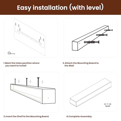 Oak Floating Mantel Shelf 60 X 9 X 6 inch T582854