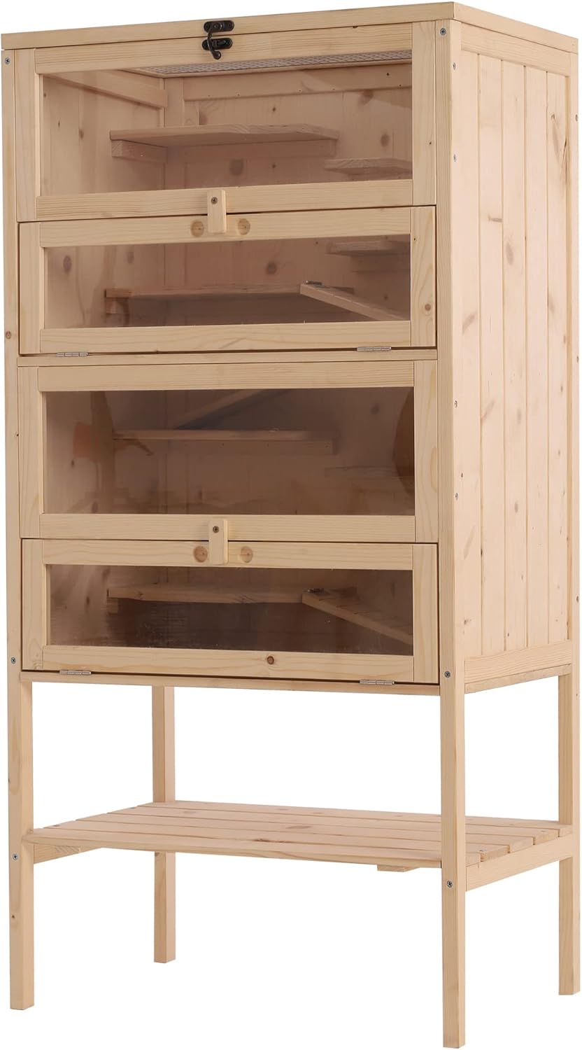 5-Tier Wooden Hamster Cage with Openable Top and Front Door Q3533