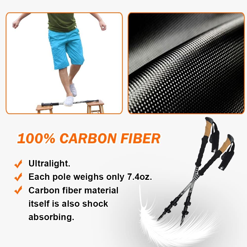 Carbon Fiber Trekking Poles with Cork Handle Y990650