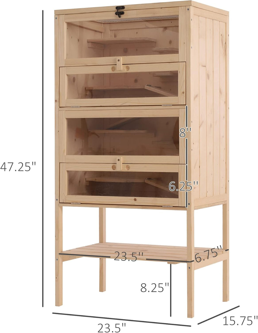 5-Tier Wooden Hamster Cage with Openable Top and Front Door Q3533